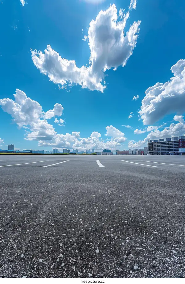 Empty Open Space with Blue Sky and White Clouds