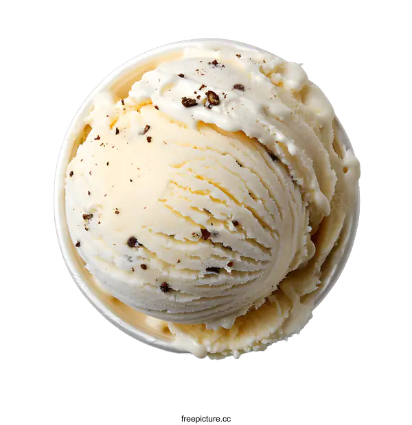 [Transparent Background PNG]Vanilla ice cream with chocolate chips in a paper cup