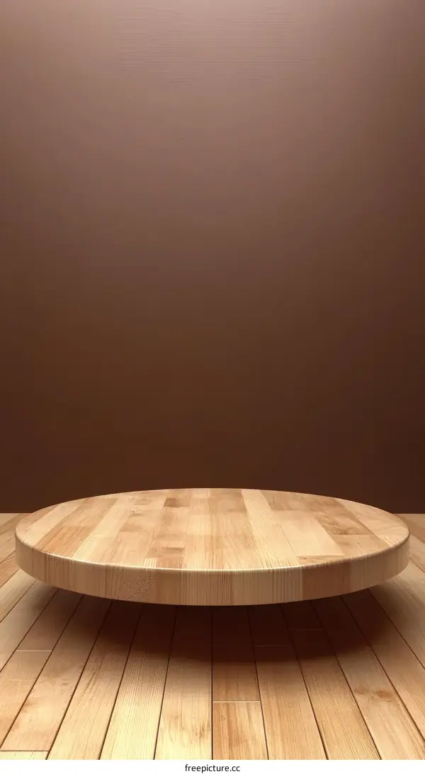 Empty Round Wooden Table Top Display