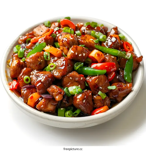 Bowl of Pork Stir Fry with Vegetables
