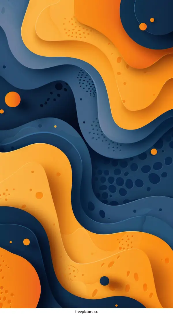 Blue and orange abstract waves background