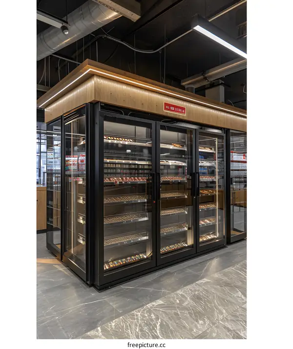 Refrigerated Display Case for Food Storage in a Store