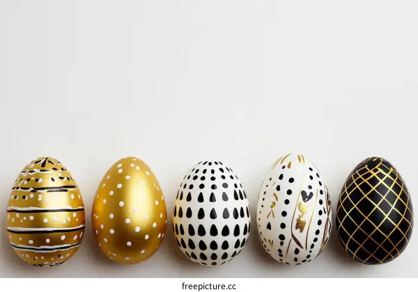 Decorated Easter Eggs on a White Background