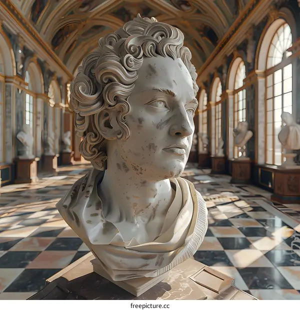 3D rendering of a classical sculpture of a young man