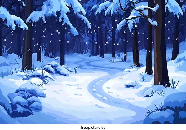 Snowy Forest Path Illustration
