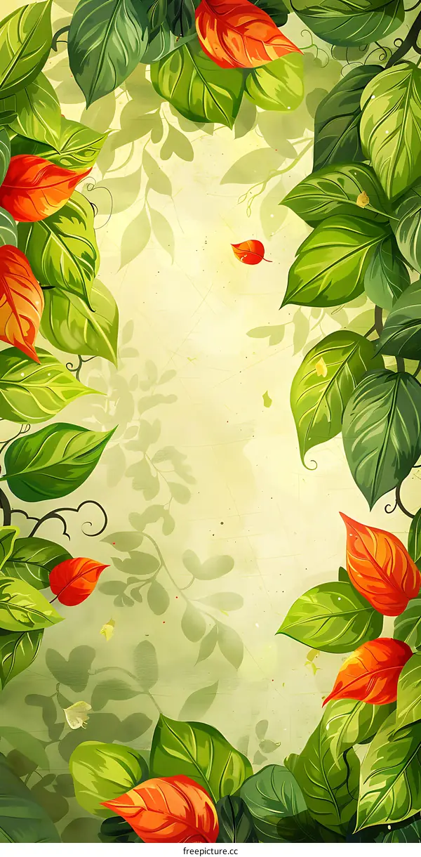 Green leaves and red flowers