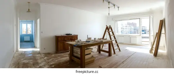 Renovation in progress empty apartment interior