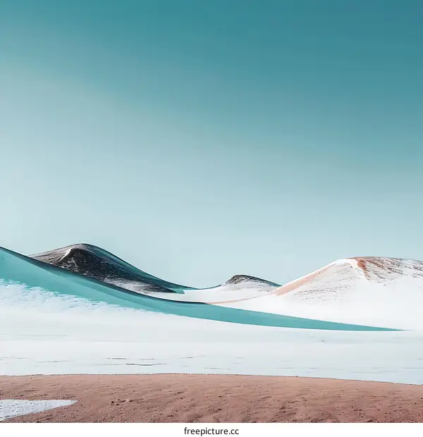 Snowy Mountains Landscape With Clear Blue Sky