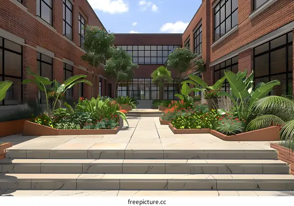 Courtyard of a modern office building