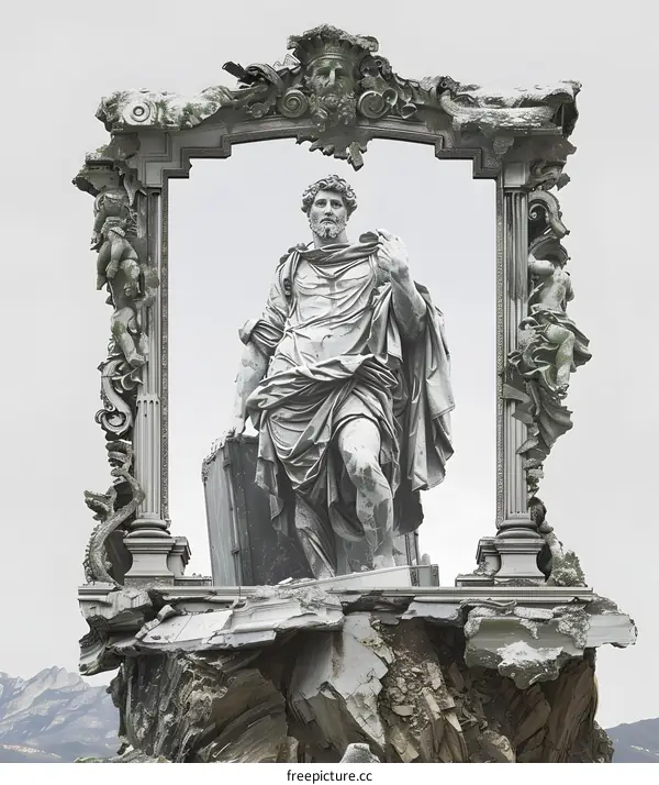 Ruined Frame With Statue Of Man
