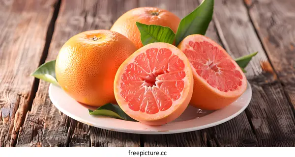 Fresh Ripe Grapefruit on Plate