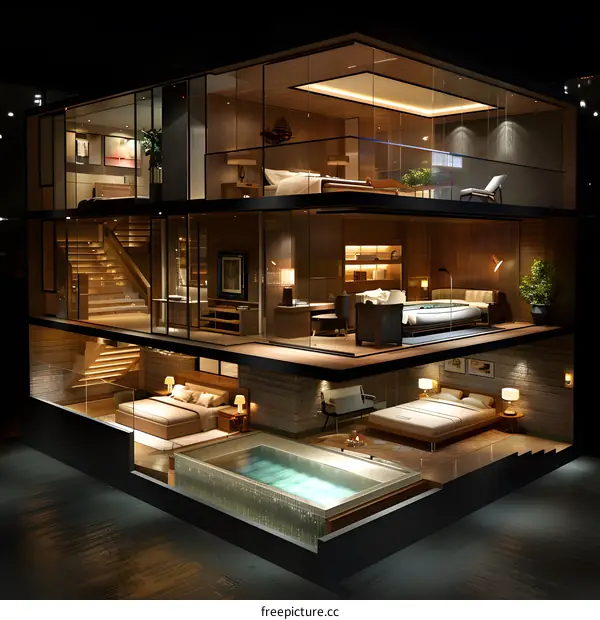 The interior structure of a luxury residence