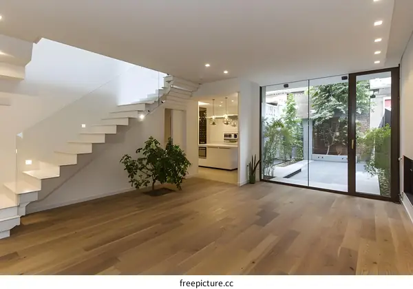 Modern Interior Design with White Walls and Wooden Floor