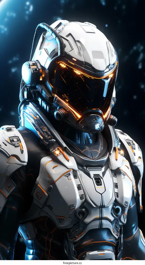 Futuristic astronaut in an advanced spacesuit
