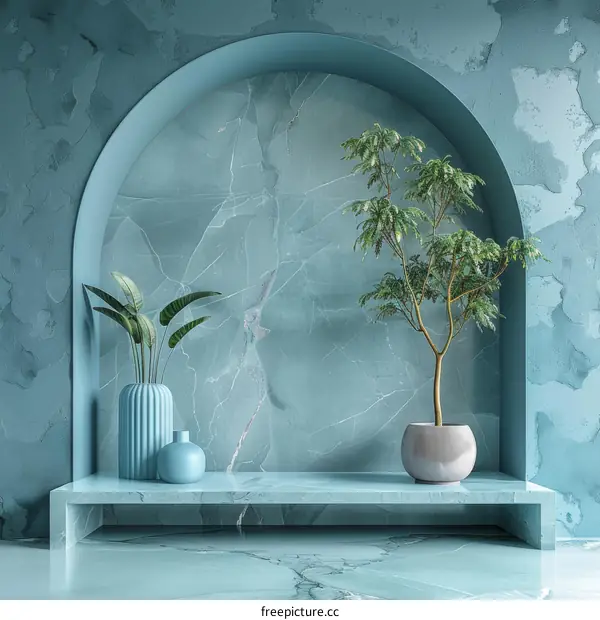 Modern Teal Interior Design with Plants
