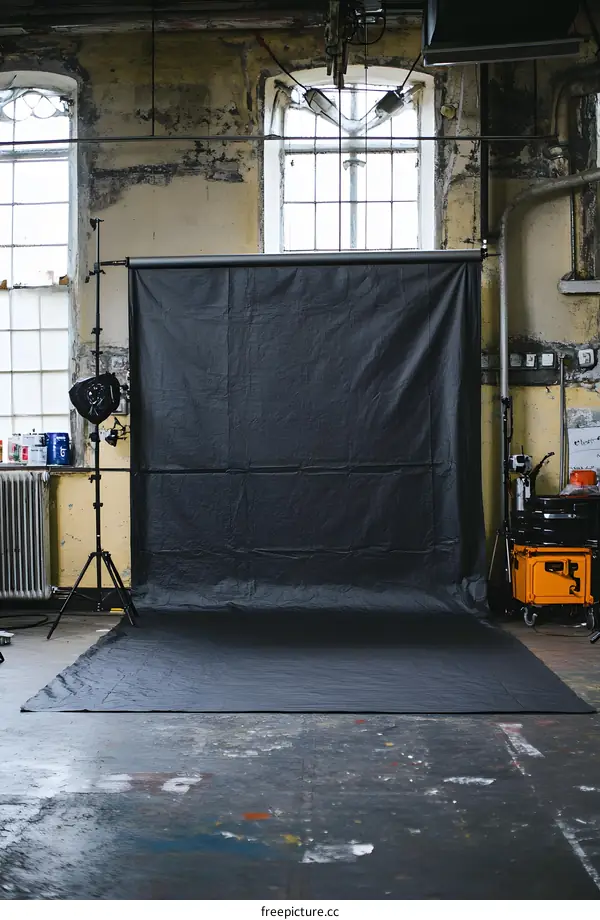 Black Backdrop in Old Industrial Building