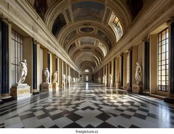 Classic Interior Design of a French Palace Hallway