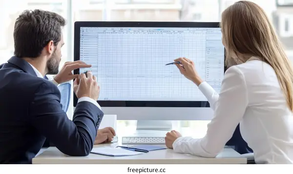 Business Colleagues Discussing Spreadsheet Data