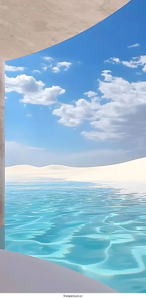 Blue Water Pool Overlooking White Sand Dunes