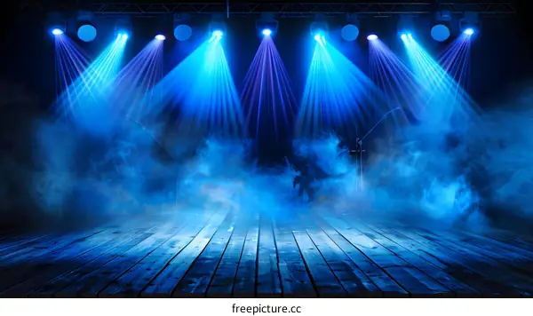 Empty Stage With Spotlight and Fog
