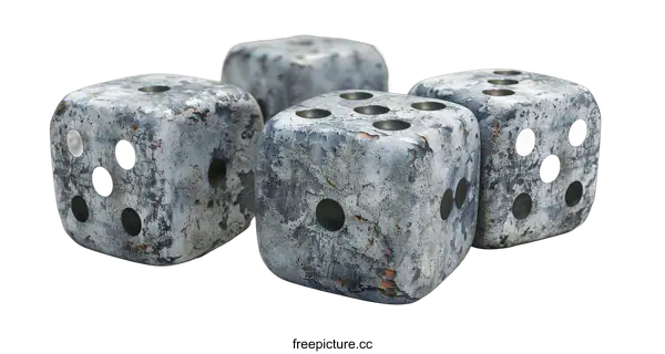 [Transparent Background PNG]metal texture grey dice