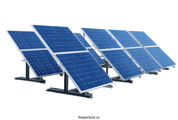 [Transparent Background PNG]Solar Panels Array with Adjustable Mounts