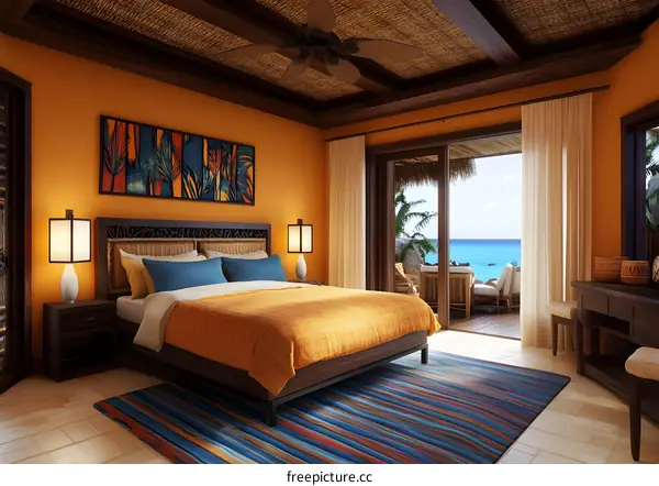 Tropical Bedroom Interior Design With Ocean View