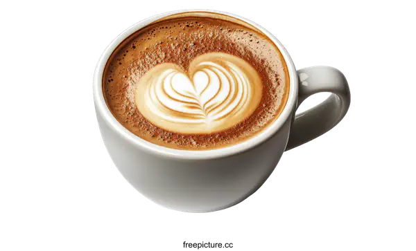 [Transparent Background PNG]Delicious Latte Art in a White Mug