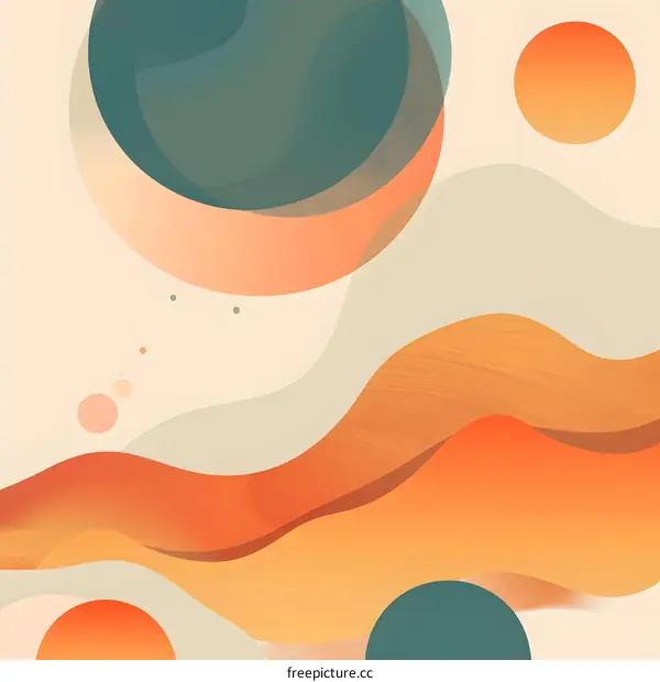 Abstract Art with Wavy Lines and Circles