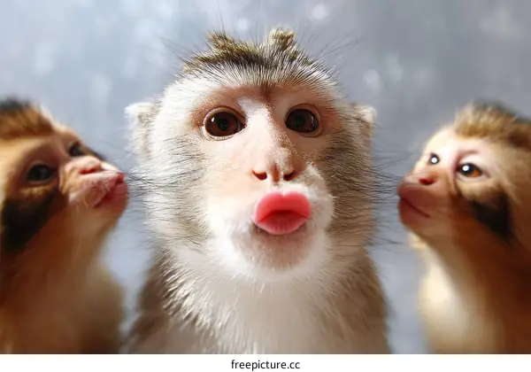 Three Monkeys Making Funny Faces