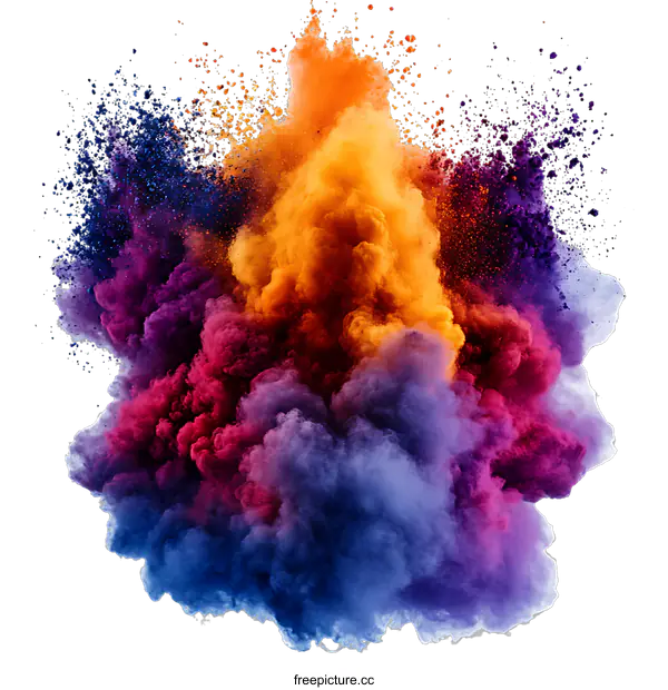 [Transparent Background PNG]Explosion of Colorful Powder Abstract Art