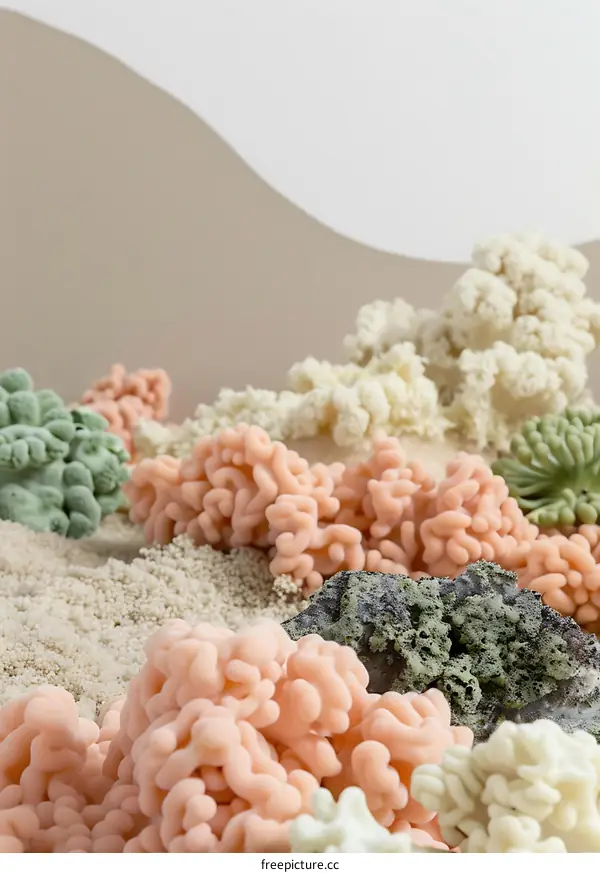 Abstract Minimalist Coral and Sand Still Life