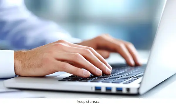 Businessman Typing on a Laptop