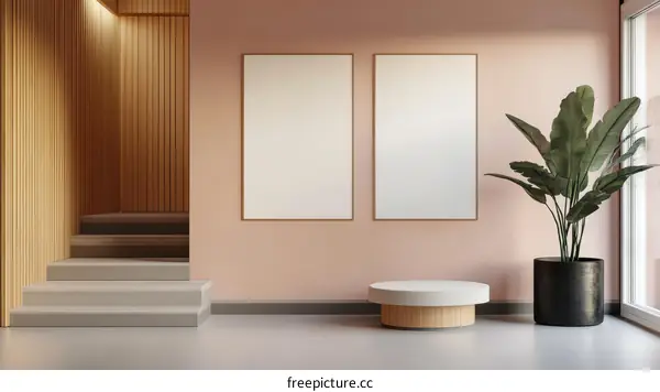 Modern Minimalist Interior Design Mockup with Empty Frames