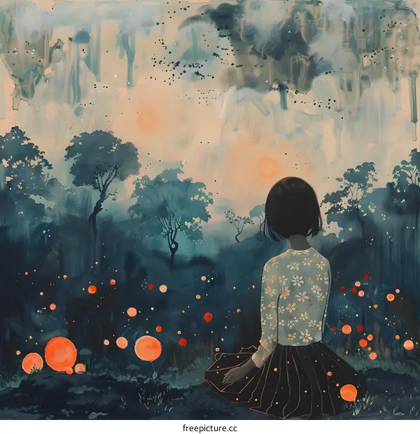 girl in the blue forest