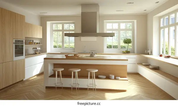 Modern Kitchen Interior Design with Wooden Cabinets