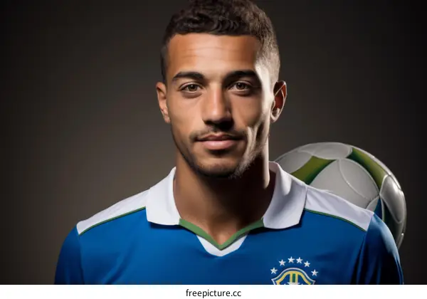 Brazilian soccer player with a soccer ball
