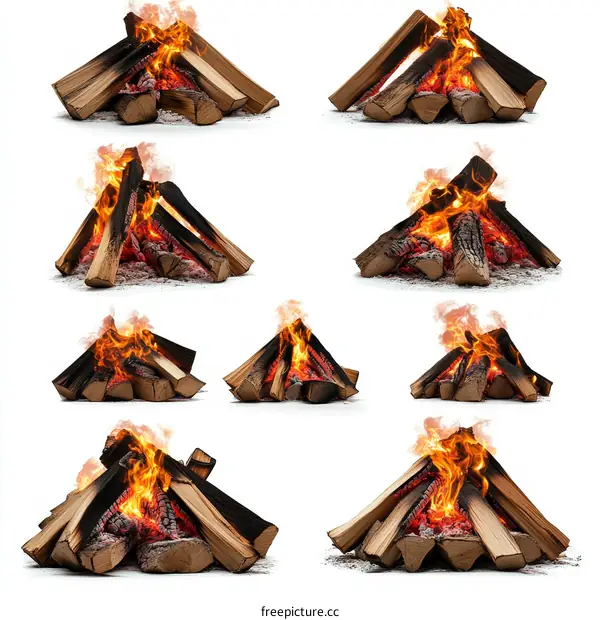 Various Campfire Images with Different Angles