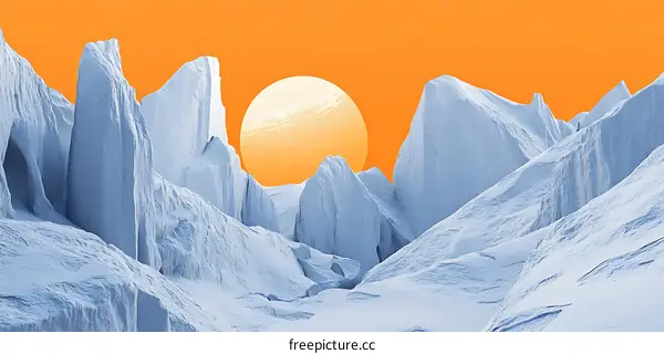 Abstract Mountain Landscape with Sunset