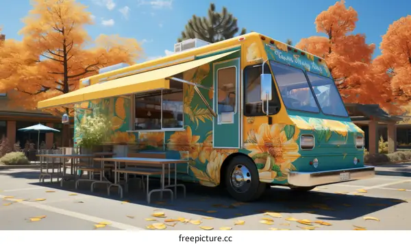 Sunflower food truck with autumn theme
