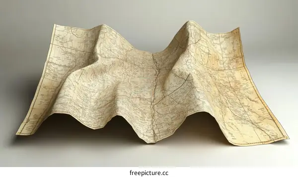 Vintage Wrinkled Map Illustration