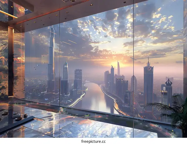 A view of Dubai from a luxury hotel room