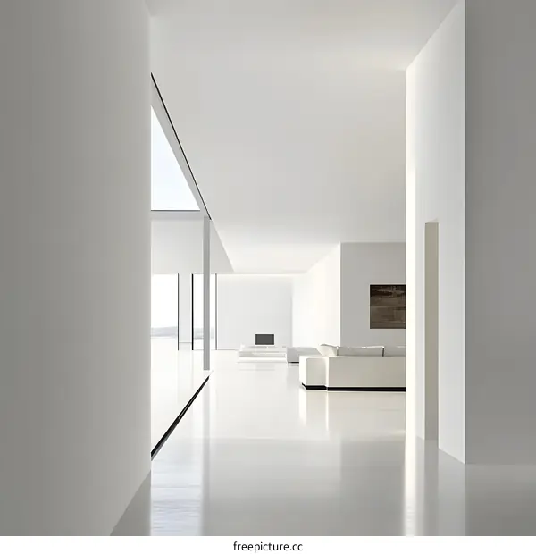 Minimalist Modern Interior Design With White Walls And A Large Window