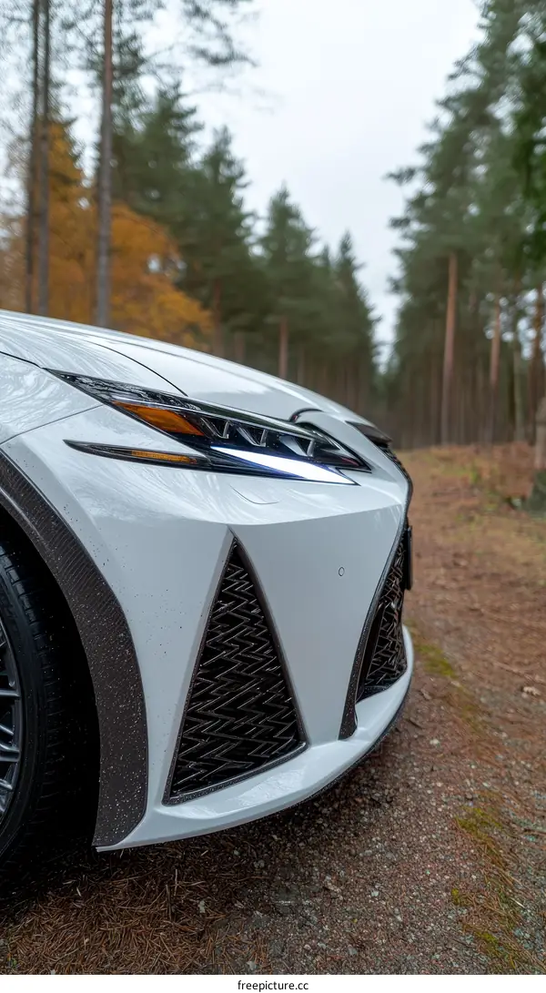 White Car Front Fascia in Forest