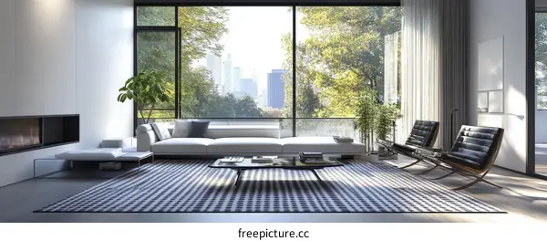 Modern Living Room with City Views