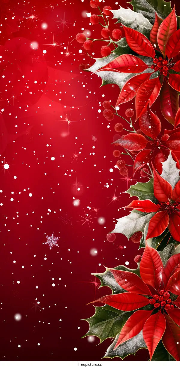 Red Christmas Flowers in Winter Bloom