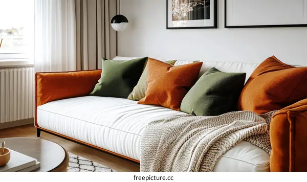 Modern Living Room Sofa with Warm Colors