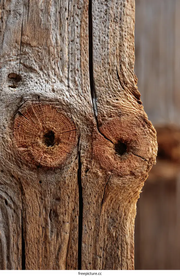 Close-up Texture of Weathered Wooden Beam
