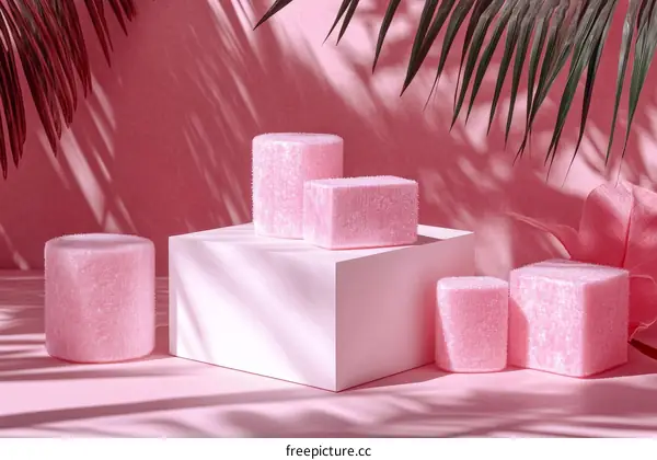 Pink Product Display with Tropical Theme