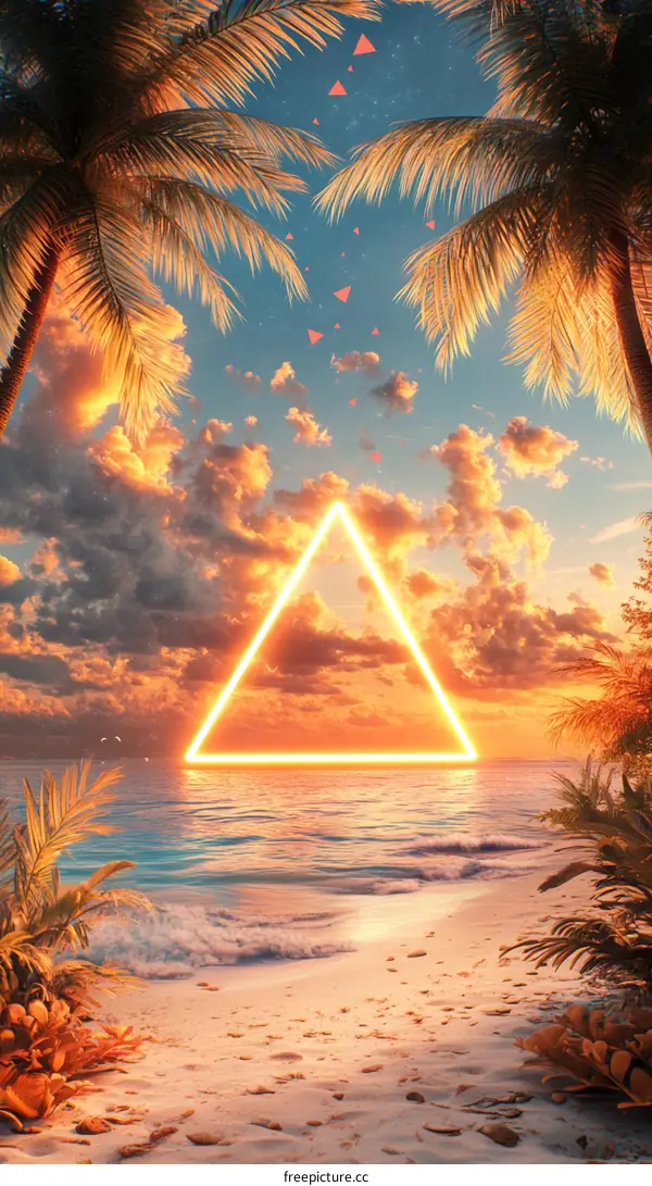 Neon Triangle Beach Sunset Paradise